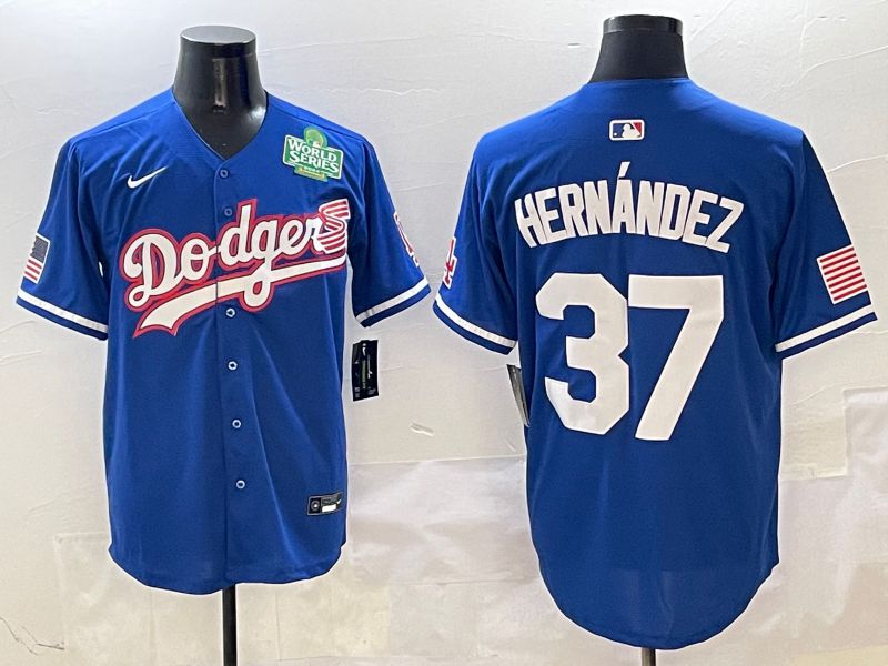 Men Los Angeles Dodgers #37 Hernandez Blue Second generation Joint Name Nike 2025 MLB Jersey style 7->los angeles dodgers->MLB Jersey